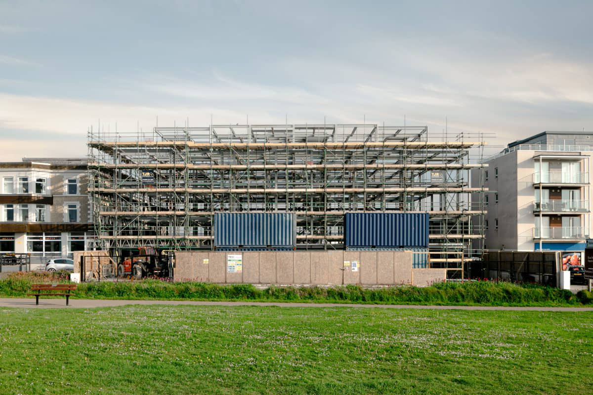 Apartment block under construction. Newquay, Cornwall