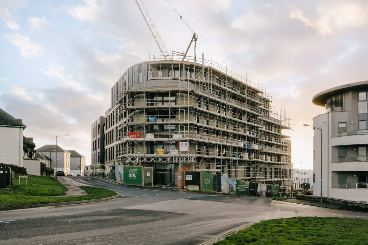 Apartment block under construction. Pentire, Newquay, Cornwall