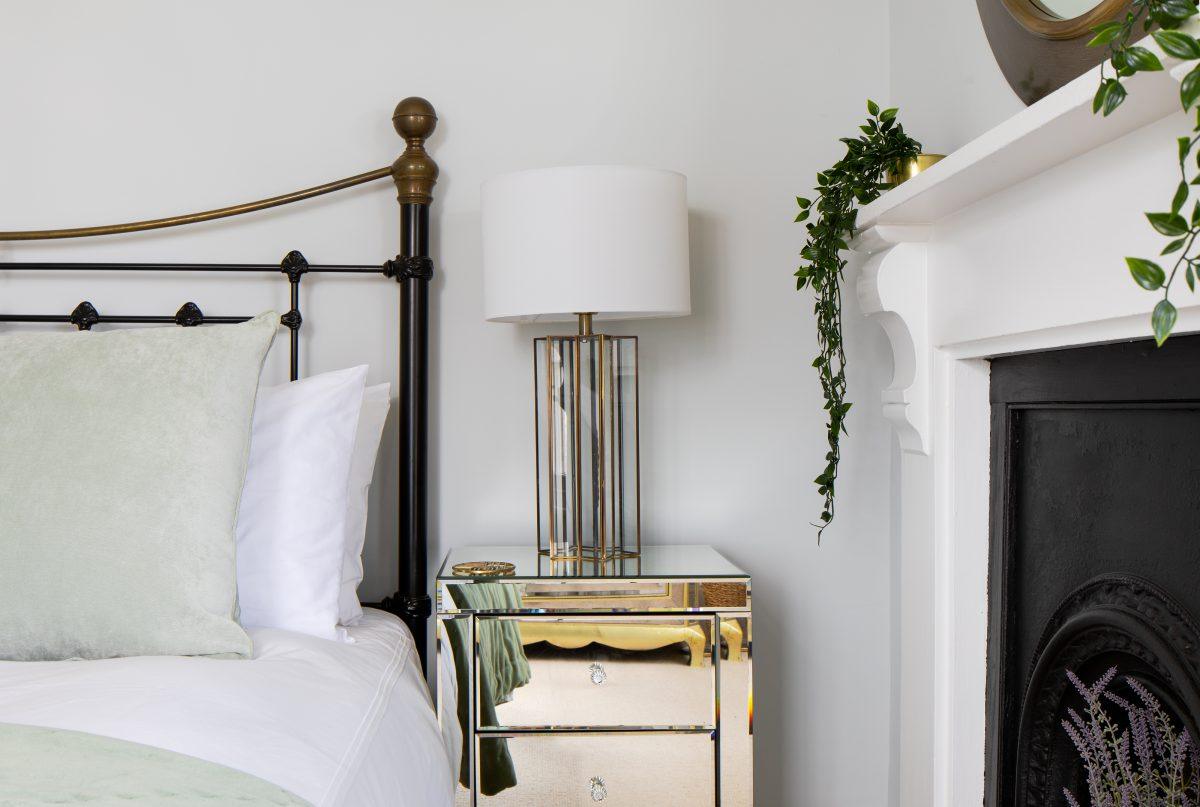 Image of bedroom detail shot on location in Newlyn, Cornwall for interior stylist.