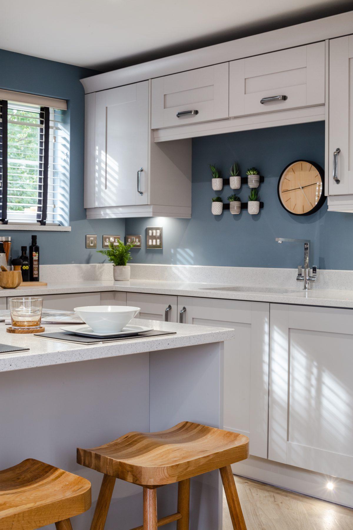 Portrait view of a kitchen in new home in Exeter, Devon.