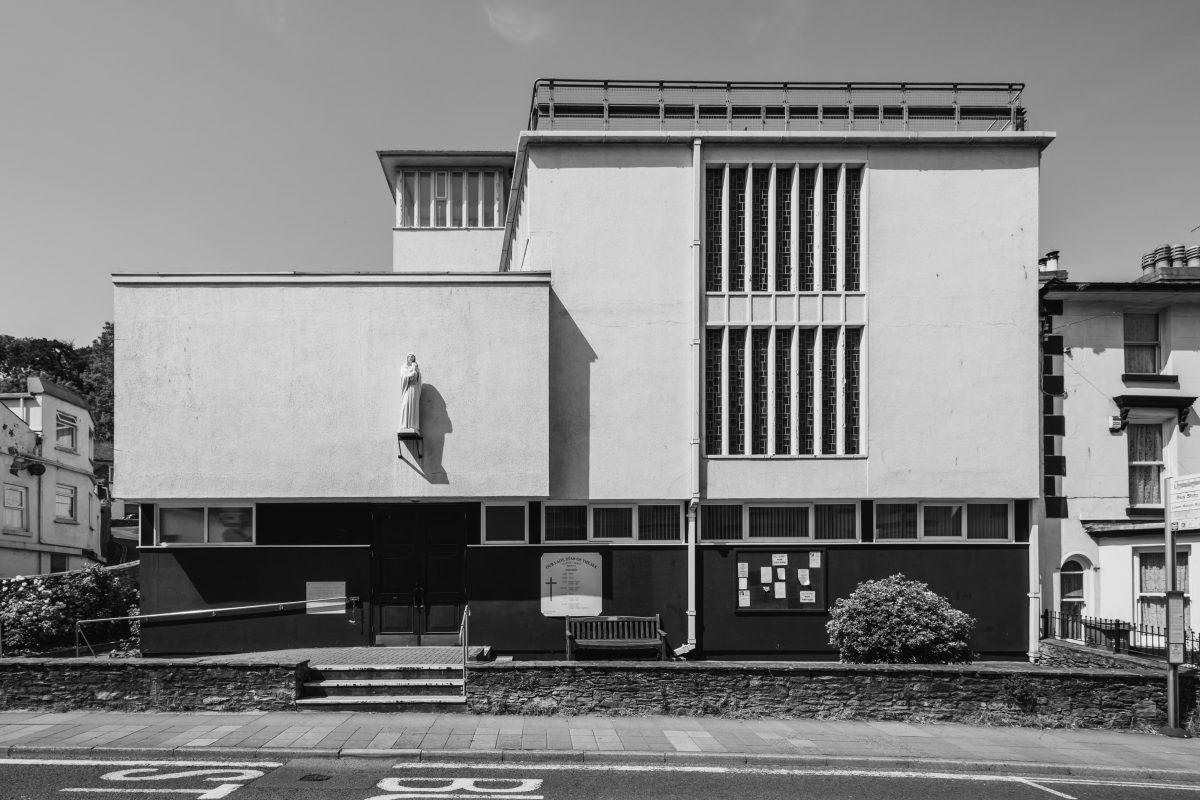 An image of mid-century church architecture in Brixham, Devon