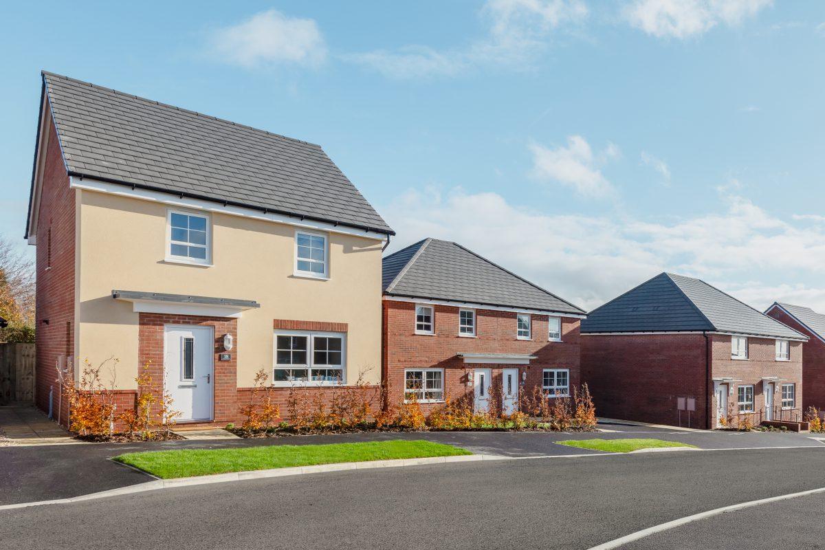 Row of newly built homes on a housing development.