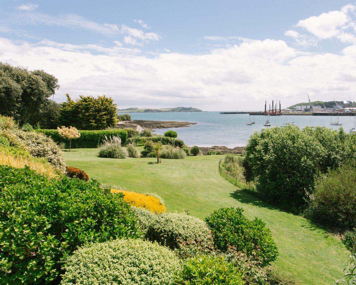 Garden of property in Falmouth,Cornwall. Views looking towards the port.