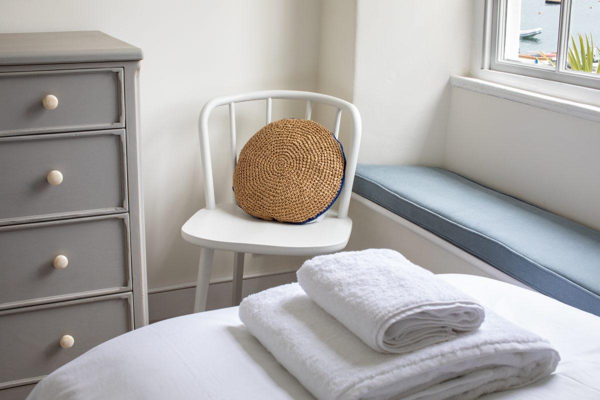 Detail of bedroom in a holiday rental property in Salcombe, South Devon.