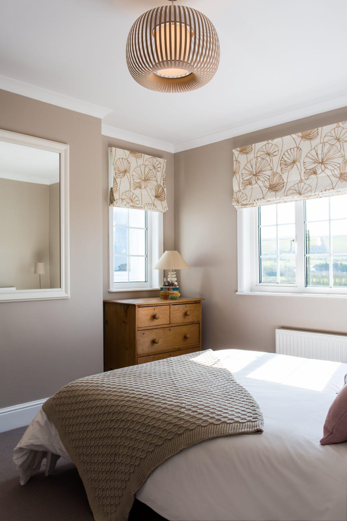 Photograph of styled bedroom for interior design company. Shot in Croyde, North Devon.