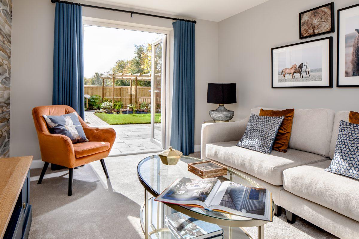 Interior shot of a lounge in a new home on development in Devon.