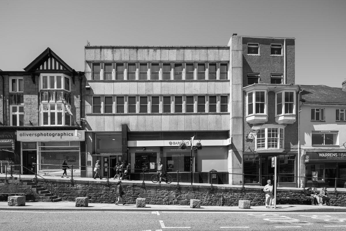 An image showing mid-century architecture in Penzance, Cornwall.