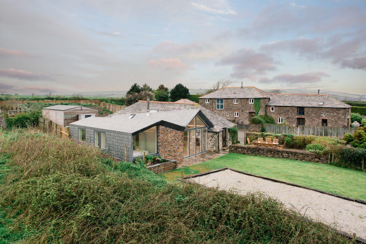 Award winning architect designed addition to a farm building in Cornwall.