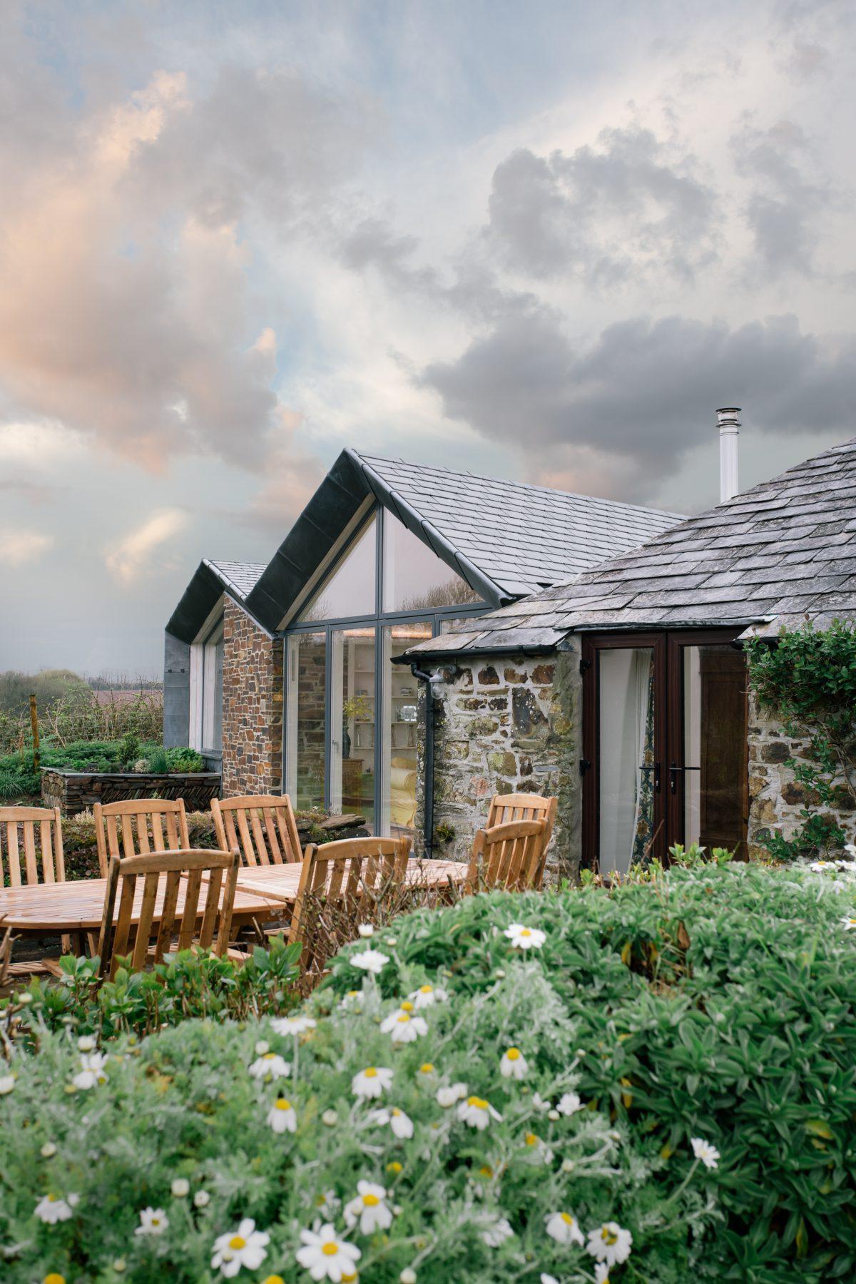 Award winning architect designed addition to a farm building in Cornwall.