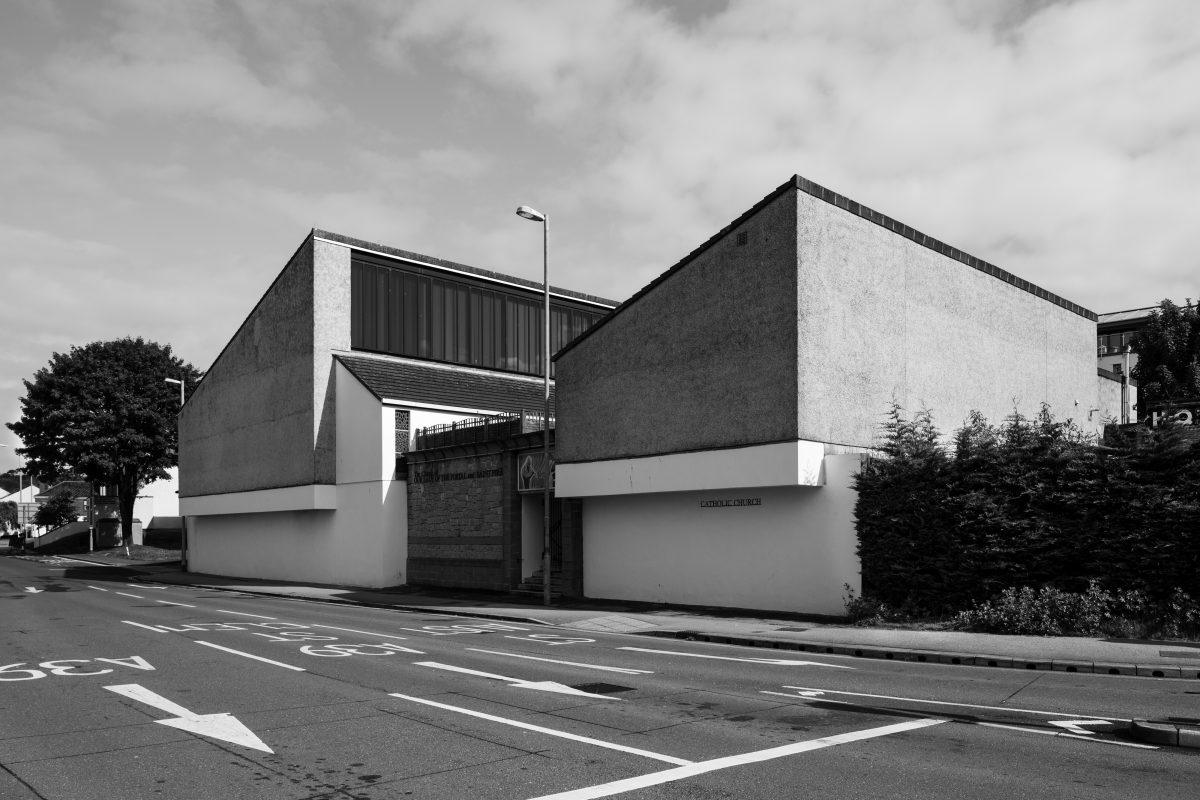 Mid-century brutalist church architecture in Truro, Cornwall