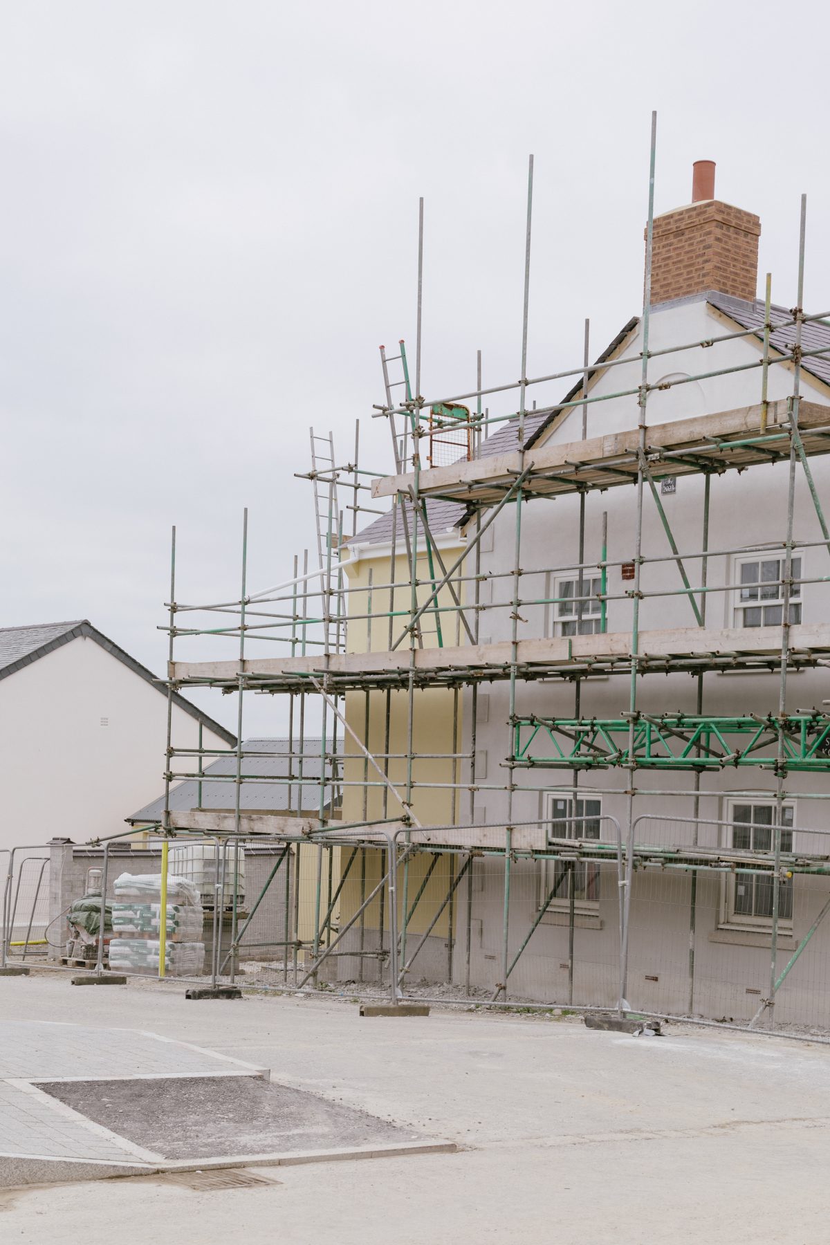 Scaffolding. Nansledan housing development. New town on the outskirts of Newquay, Cornwall.