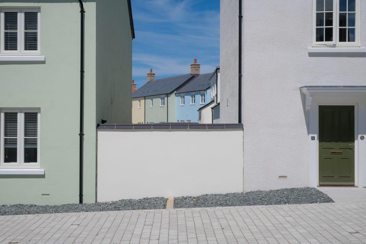 Street view of Nansledan housing development. New town on the outskirts of Newquay, Cornwall.