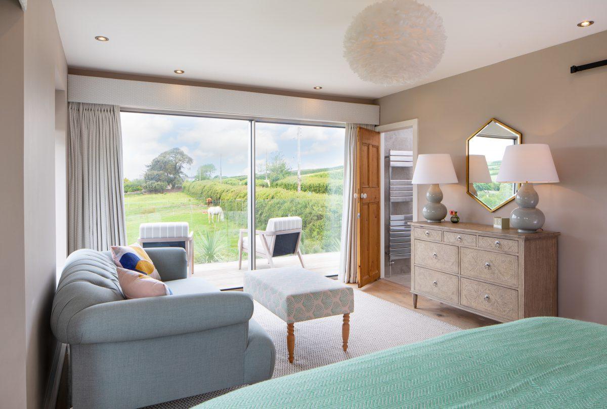 Image of master bedroom. Shot for interior designer on location in South Hams, Devon.